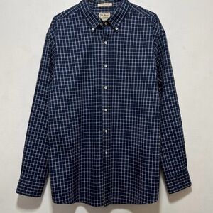 L.L. Bean Men's Navy Checkered Shirt Sz XXL